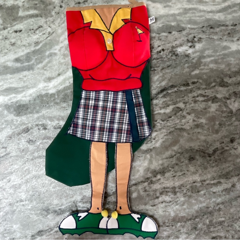 Vtg Mullins Square Texas USA Scottish Plaid Golf Ladies Christmas Stocking